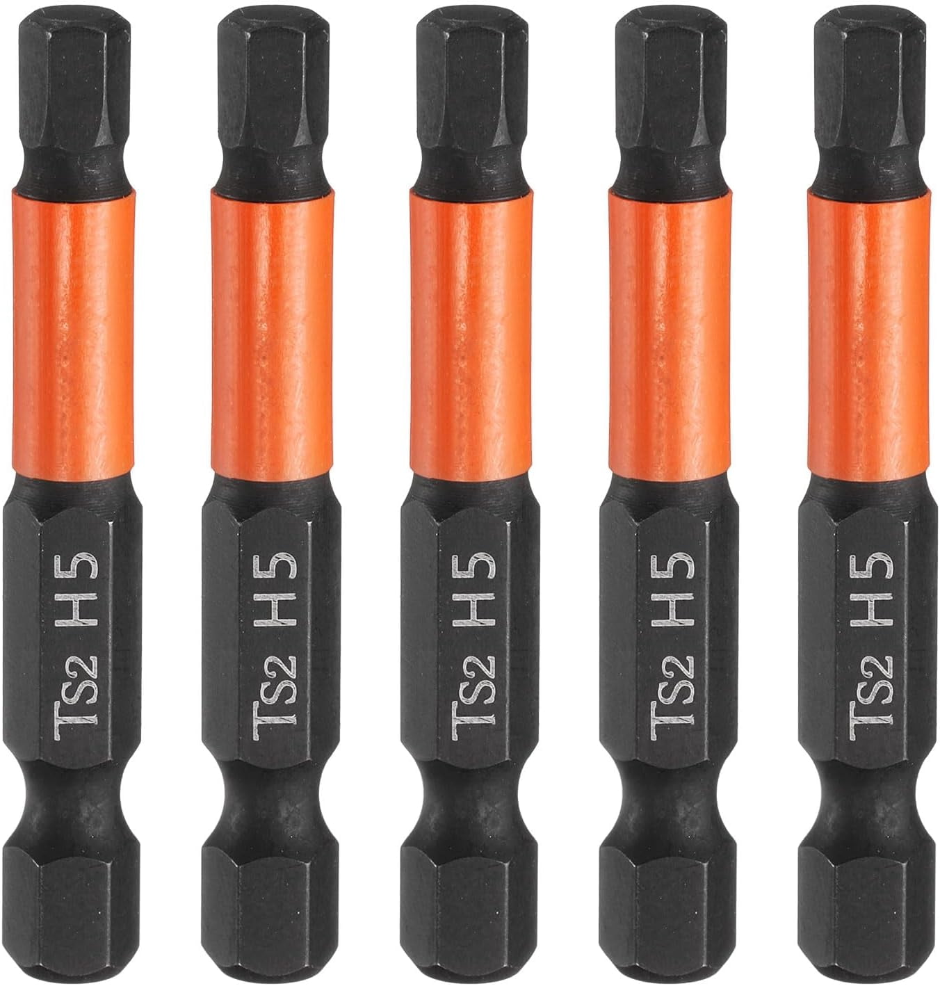 FRKSMD-5pcs Hex Head Wrench Drill Bit 5mm(H5) Metric 1/4" Hex Shank 2"(50mm) Length S2 Steel Magnetic Impact Drivers Screwdriver Bit Hexagon Electric Drill Bits