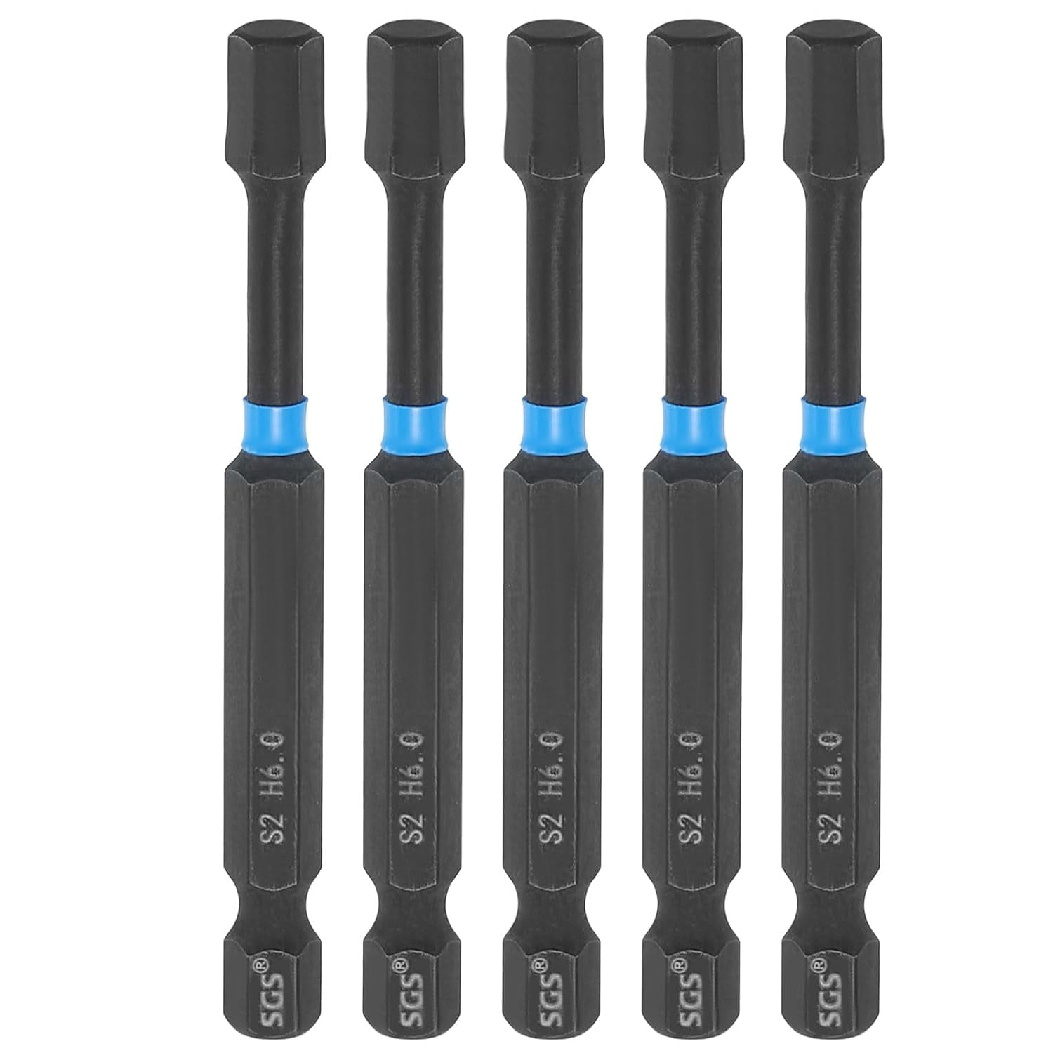 FRKSMD-5pcs Hex Head Wrench Drill Bit 6mm(H6) 1/4" Hex Shank 3"(75mm) Length S2 Steel Magnetic Hexagon Impact Drivers Metric Screwdriver Bit
