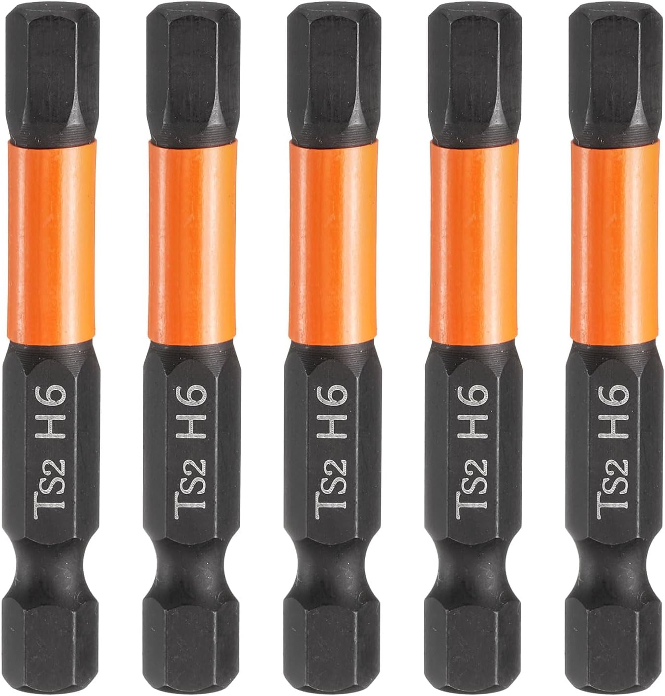 FRKSMD-5pcs Hex Head Wrench Drill Bit 6mm(H6) Metric 1/4" Hex Shank 2"(50mm) Length S2 Steel Magnetic Impact Drivers Screwdriver Bit Hexagon Electric Drill Bits