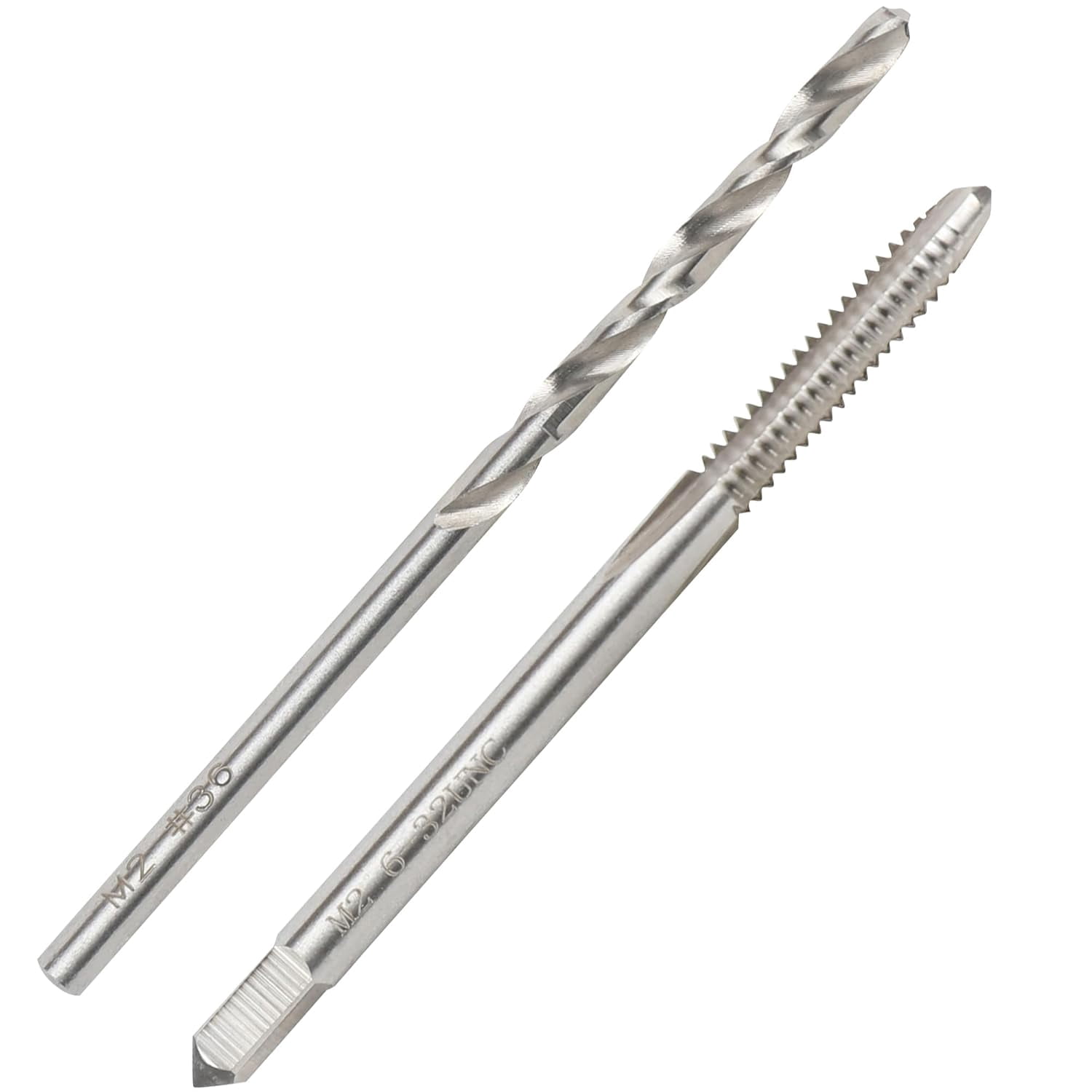 FRKSMD-6-32 UNC Tap and #36 Drill Bit Set, M2 HSS Drill and Tap Set, Machine Screw Tap Drill Bit Kit for Metal