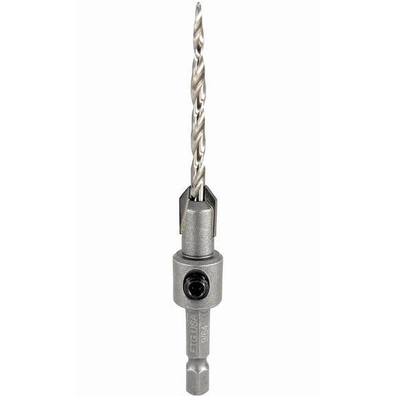 FRKSMD-#6 (9/64") Tungsten Carbide Tipped Countersink Drill Bit with Tapered Drill Bit, 1/4 Inch Quick Change Hex Shank and Allen Wrench