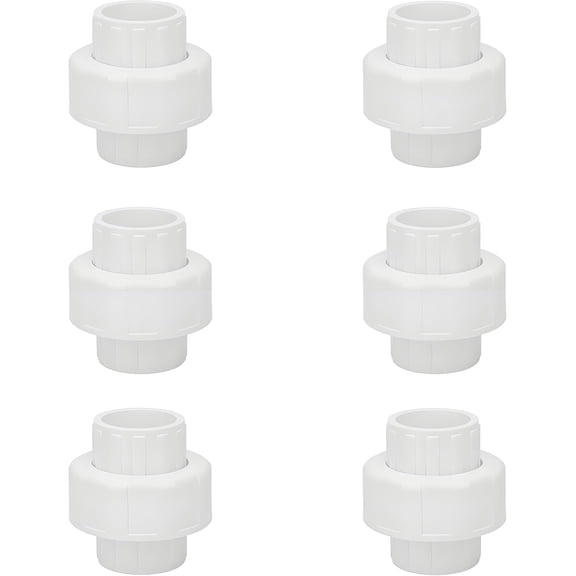 FRKSMD-6-Pack 1/2 inch PVC Female Thread Union,PVC Coupling Furniture Grade for Water Systems,SCH40 White
