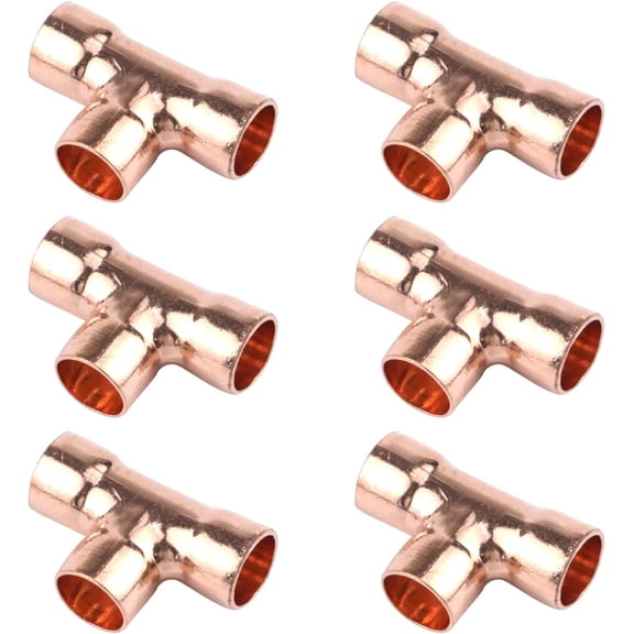 FRKSMD-6-Pack Copper Tee C x C x C Tee Copper Fittings With Sweat Ends,3/8 X 3/8 X 3/8