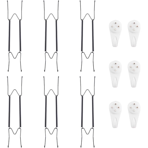 FRKSMD-6 Pack Plate Hangers for The Wall, Suitable for 16-20 inch Art Plate, Stainless Steel Invisible Heavy Duty Wire Plate Holder with Wall Hooks, Plate Hangers for Displaying Plates, Platter, Dish
