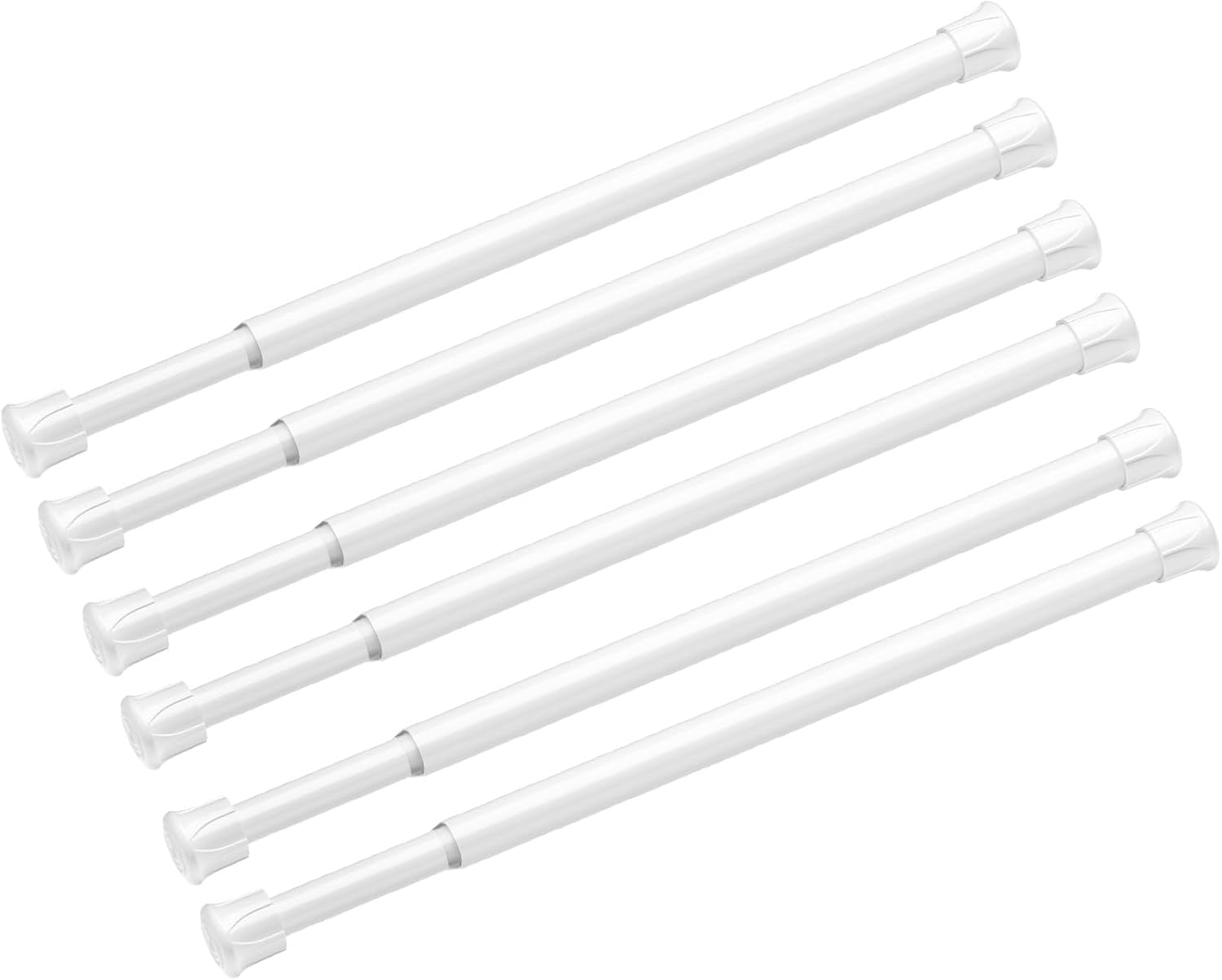 FRKSMD-6 Pack Small Tension Rod 18 to 28 Inch White Tension Curtain Rod Adjustable Spring Curtain Rods No Drilling Expandable Pressure Short Curtain Rods for Windows,Closets,Doorway,Kitchen