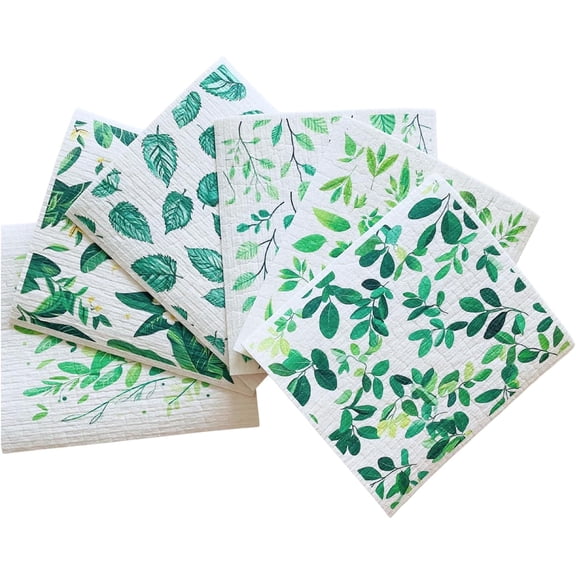 FRKSMD-6-Pack Wood Pulp Dish Cloths, Highly Absorbent for Kitchen Cleaning, Reusable for Dishes, Countertops, Glass & Stainless Steel, Non-Scratch, Lint-Free