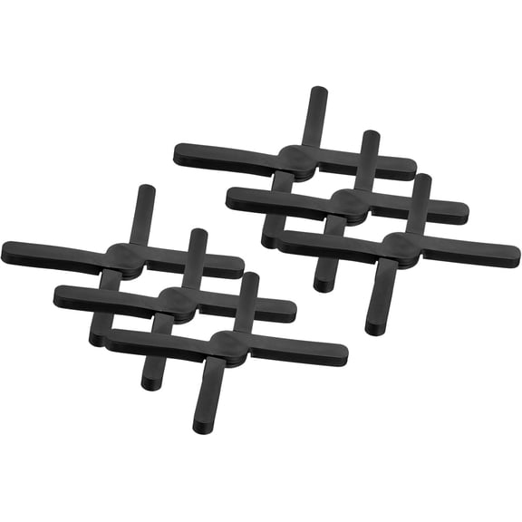 FRKSMD-6 Pcs Foldable Silicone Trivet, Trivet Mats for Hot Pots and Pans, Expandable Anti-Slip Heat-Resistant Pad Pot Holder for Dishes Cups Kitchen Countertop Tabletop, Black