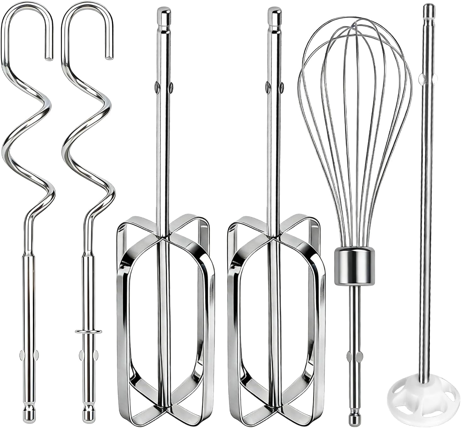 FRKSMD-6 Pcs Hand Mixer Attachments Replacement for Hamilton Beach Mixer 62632R 62682RZ 62692 62695V 64699 62630R 62633R 62580, Stainless Steel Hand Mixer Beaters, Egg Whisk, Blending Rod and Dough H