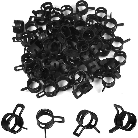 FRKSMD-60Pcs 0.39"(10mm) ID Spring Band Hose Clamps, 3/8" ID Fuel Line Hose Clamp, Low Pressure Air Clamp, Water Pipe Air Tube Silicone Vacuum Hose Clamp, Bushing Automotive Replacement Fastener