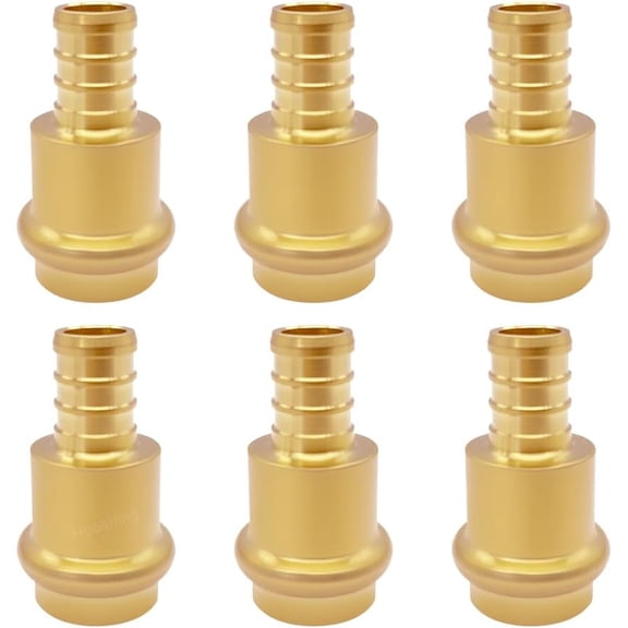 FRKSMD-6PCS 1/2" Press Propress x 1/2" PEX Adapter Brass Crimp Fittings Coupling Connect for Cooper to Pex B Pipe