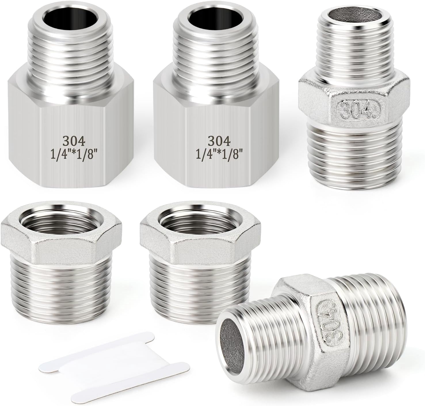 FRKSMD-6PCS 304 Stainless Steel Hex NippleHex bushingReducer Adapter 1/ ...