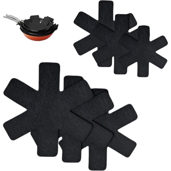 FRKSMD-6Pcs Pot and Pan Protectors, 6 Different Sizes Thicker Pan Protectors for Stacking, Non Slip Black Pan Dividers Pan Separators for Avoid Scratching Cookware(7.8/10.2/11/11.8/13.7/14.9Inch)