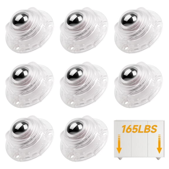 FRKSMD-8 Pack 1 Inch Clear Mini Self Adhesive Caster Wheels for Furniture Small Appliances Low Profile Slider Rollers Load Capacity 41LBS Per Wheel YY023-8TM