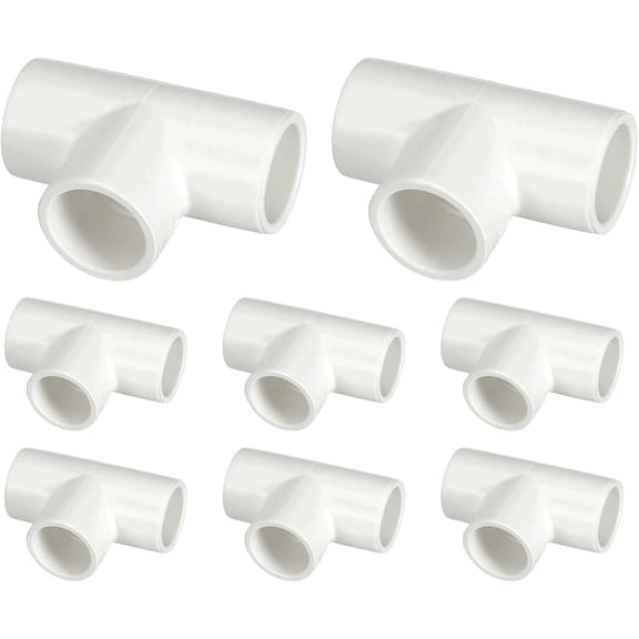 FRKSMD-8Pcs 1/2" Tee PVC Fitting, SCH40 3-Way Furniture Grade PVC Pipe Fitting, DIY Corner Elbow Connector for Building Furniture, Greenhouse Frame Connection, DIY Create, Socket x Socket