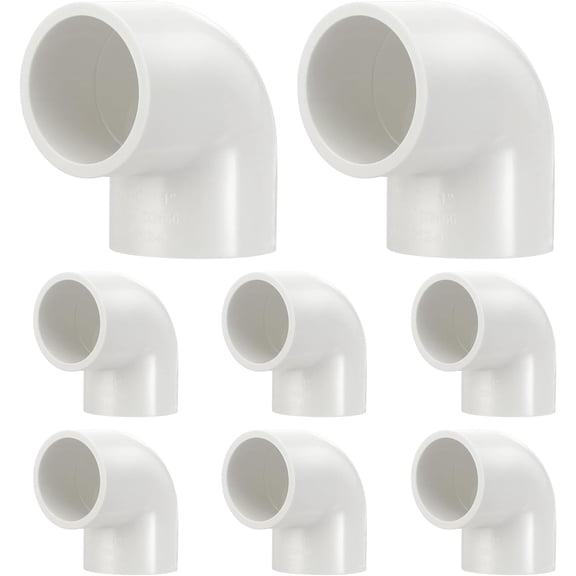 FRKSMD-8Pcs 3/4" 90 Elbow PVC Fitting, SCH40 2-Way Furniture Grade PVC Pipe Fitting, DIY Corner Elbow Connector for Building Furniture, Greenhouse Frame Connection, Socket x Socket