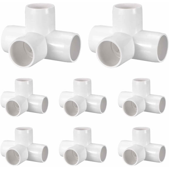 FRKSMD-8Pcs 3/4" Elbow PVC Fitting, SCH40 4-Way Tee Furniture Grade PVC Pipe Fitting, DIY Corner Elbow Connector for Building Furniture, Greenhouse Frame Connection, Socket x Socket