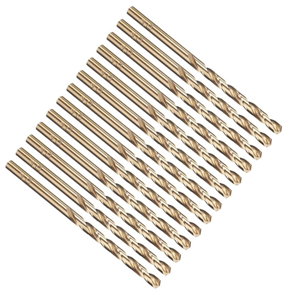FRKSMD-9/64" Drill Bit, Jobber Straight Shank M35 Cobalt 5% High-Speed Steel 135 Gold Finish for Stainless Steel Hard Metal - 13 Pack