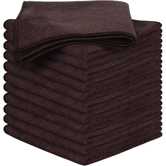 FRKSMD-Absorbent Microfiber Dish Cloth Kitchen No Streak Cleaning Cloth Dish Rags Lens Cloths 12 Inch X 12 Inch 12 Pack Dark Brown