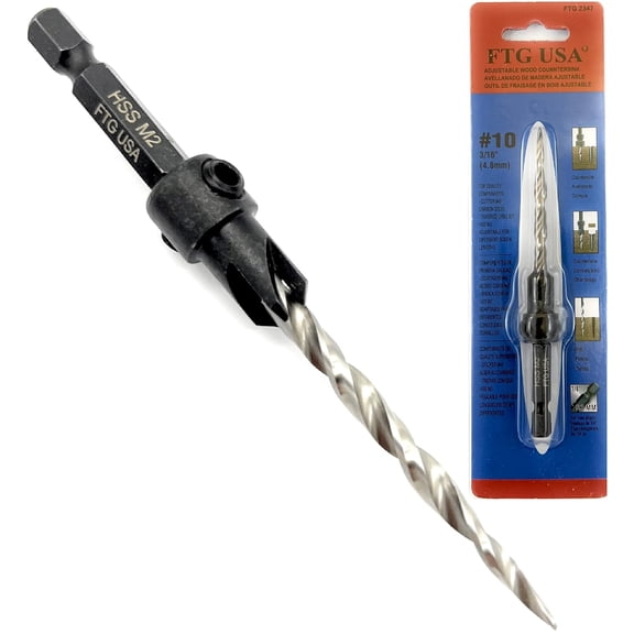 FRKSMD-Adjustable Wood Countersink Drill Bit #10 (3/16") for Woodworking
