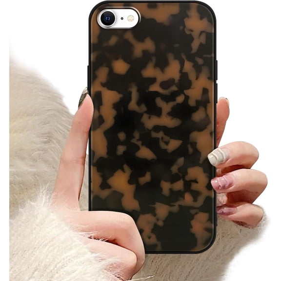 FRKSMD-Aesthetic Tortoise Shell Phone Case for iPhone SE 2022/SE 2020/8/7 4.7",Retro Cool Brown Amber Trendy Cases for Women Men,Classic Soft TPU Protective Shockproof Case for iPhone SE 2022/2020