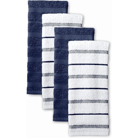 FRKSMD-Albany Kitchen Towel 4-Pack Set, Blue Willow/White, 16"x26"