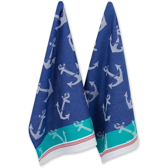 FRKSMD-Anchor's Away Collection Kitchen, Dishtowel Set, 18x28, Jacquard, 2 Piece