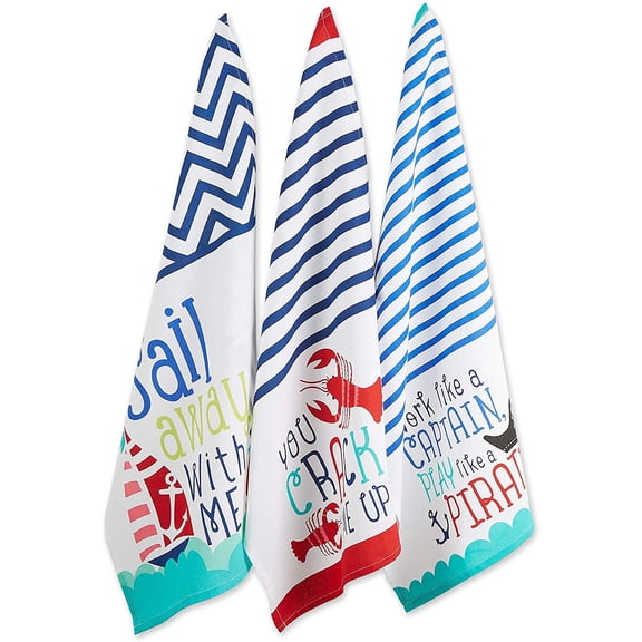 FRKSMD-Anchor's Away Collection Kitchen, Dishtowel Set, 18x28, Sailing, 3 Piece