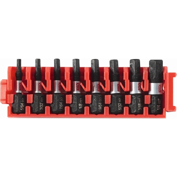 FRKSMD-BOSCH ITDHV108C - 8 pc. Driven 1 in. Impact Hex Insert Bits with Clip for Custom Case System