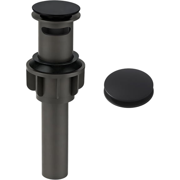 FRKSMD-Bathroom Sink Drain Matte Black Pop Up Drain with Overflow Vanity Vessel Sink Clicker Drain Stopper