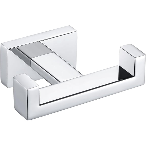 FRKSMD-Bathroom Towel Hook, SUS 304 Stainless Steel Hand Towel Double Hook for Wall, Robe Coat Holder, Polished Chrome