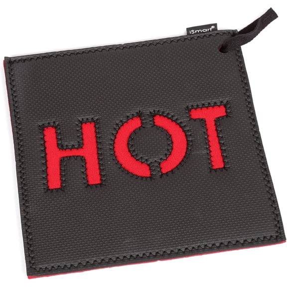 FRKSMD-Black Neoprene Square Trivet, HeatResistant Kitchen Mat and Pot Holder Up to 500F, Hanging Loop, StainResistant Pad for Cookware, Countertop, Oven Use,8.6" x 8.6" x 0.2" H
