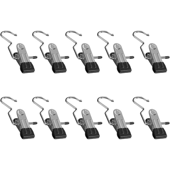 FRKSMD-Boot Hangers for Closet, Laundry Hooks with Clips, Boot Hanging Hold Clip, Space Saving Portable Travel, Clip Hangers for Pants Hats Socks Gloves (10, Black)