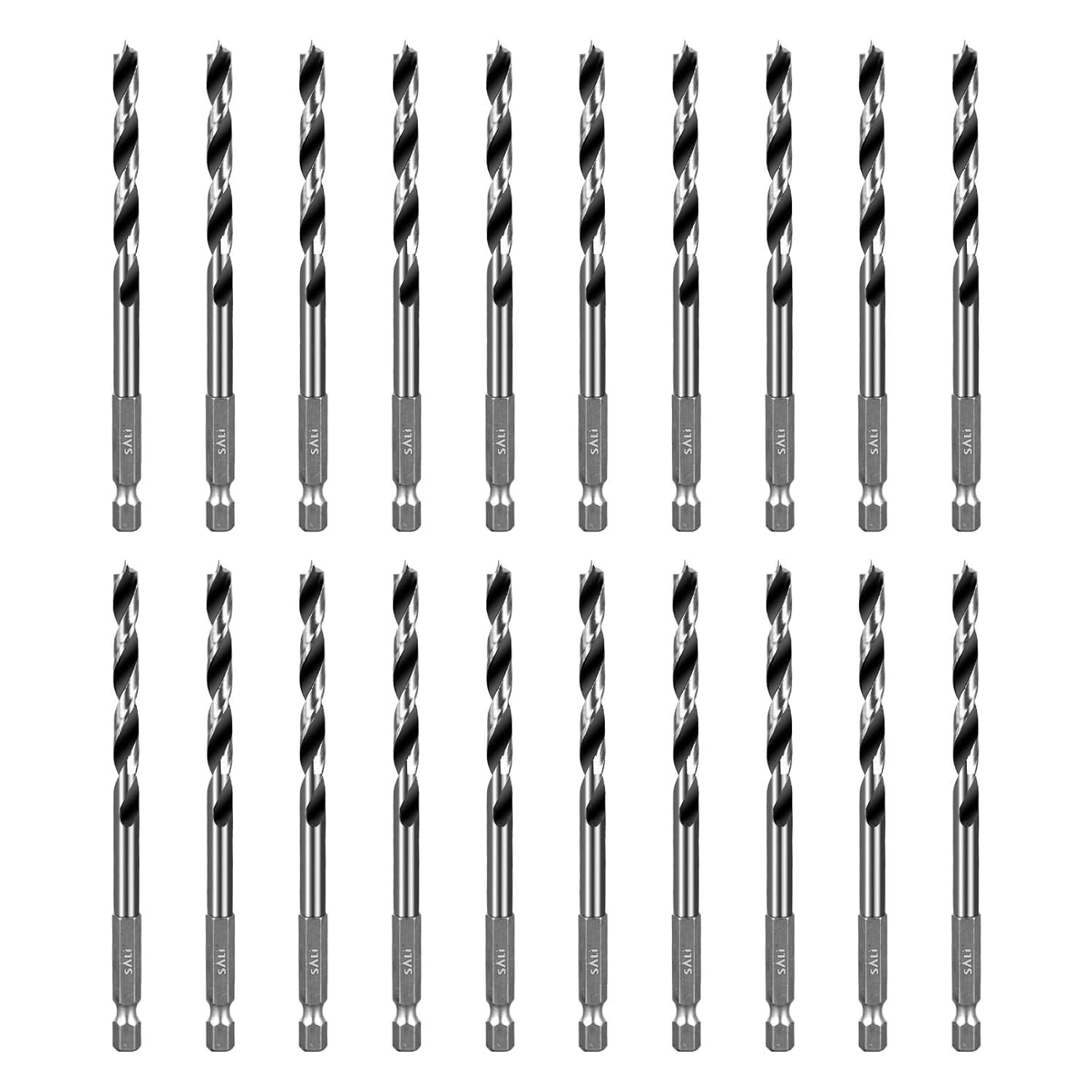 FRKSMD-Brad Point Drill Bits Set, 20 Pcs 1/4" Carbon Steel Wood Drill Bit Set with 1/4" Hex Shank for Hardwood, Plywood, Plastic Round Holes in All Types of Wood