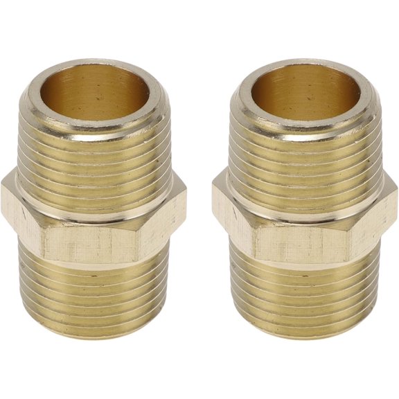 FRKSMD-Brass Pipe Fittings 3/8"NPT Hexagonal Male Thread Connector 2 Pcs