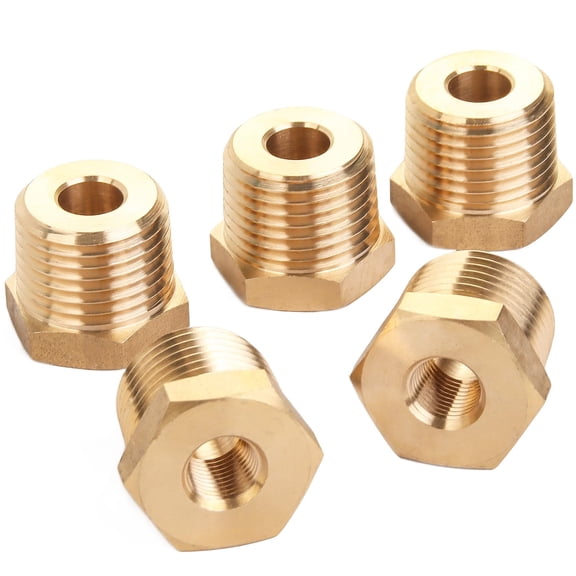 FRKSMD-Brass Pipe Hex Bushing Reducer Fittings 1/2 Inch Male x 1/8 Inch Female NPT(Pack of 5)