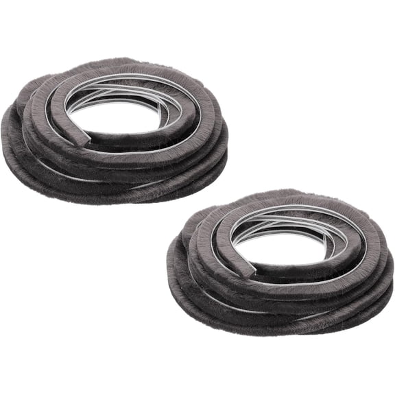 FRKSMD-Brush Weather Stripping, 2 Pcs 9/32" x 1/2" x 20 Ft Card-Slot Seal Strip Door Brush Stripping Non-Adhesive for Sliding Sash Door Window Wardrobe Seal