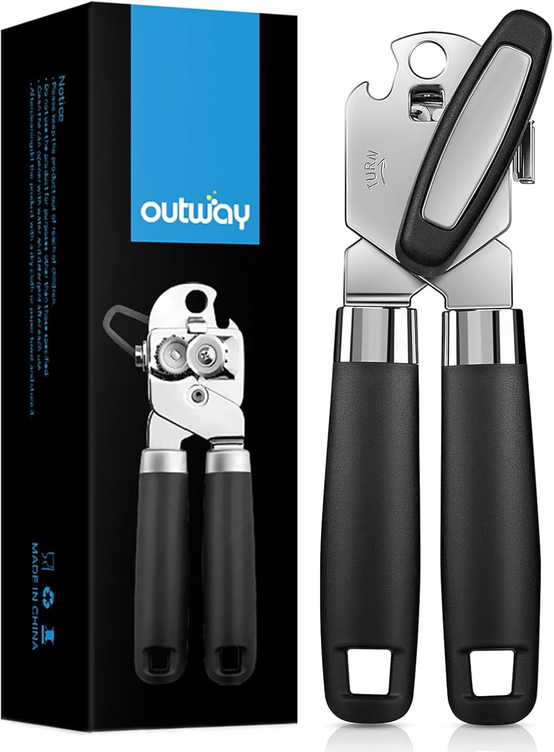 FRKSMD-Can Opener,Professional 3-In-1 Multifunctional Manual Can Openers Bottle Opener,Kitchen Durable Stainless Steel Heavy Duty Can Opener Smooth Edge for Kitchen Seniors Friendly