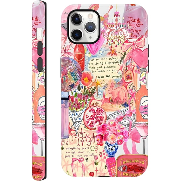 FRKSMD-Case Compatible with iPhone 11 Pro 5.8", Pink Cute Bows Coquette Aesthetic Art Preppy Collage Phone Case, Protective Scratch Resistant Hybrid 2-Layer Hard Shell for Girl Women