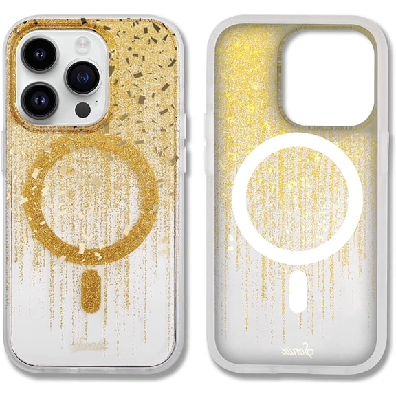 FRKSMD-Case for iPhone 14 Pro Max | Compatible with MagSafe | 10ft Drop Tested | Drippin' Gold Glitter