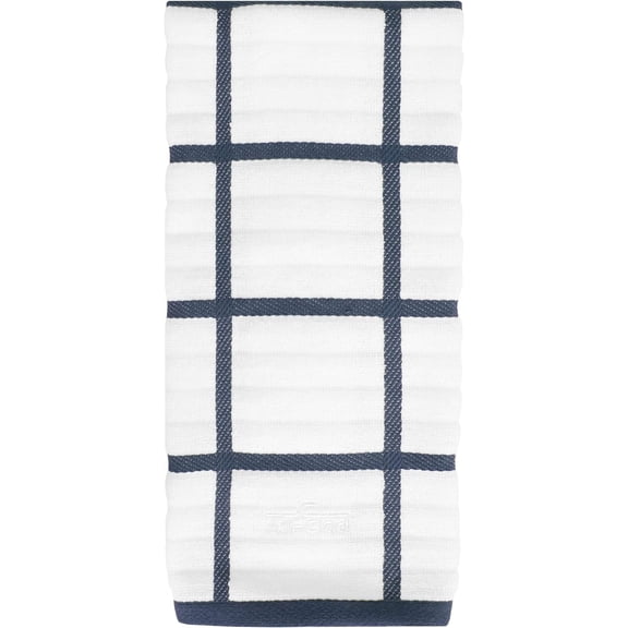 FRKSMD-Checked Kitchen Towel: Highly Absorbent, Super Soft Long Lasting - 100% Cotton, 17"x30" Tea Towel for Cleaning & Drying Dishes, Pans, Glassware, or Countertops, (1-Pack), Indigo
