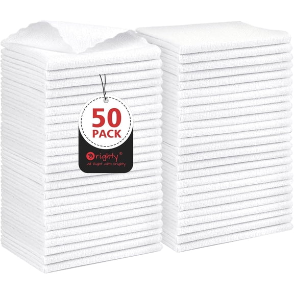 FRKSMD-Cleaning Cloths, Shop Towels 50 Pack, Shop Rags Reusable, Microfiber Cleaning Rags Bulk for Cars, Multi-Purpose Lint Free Towels for Automotive, Mechanic, Kitchen, 11.5 x 11.5, White