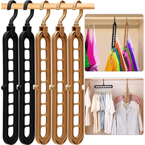 FRKSMD-Closet Organizers and Storage,College Dorm Room Essentials, Multifunctional Organizer Magic Space Saving Hangers with 9 Holes Storage Organization for Wardrobe Black Gray