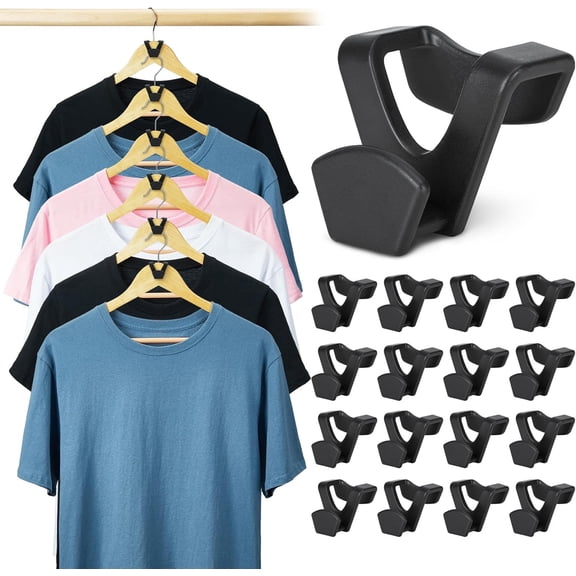 FRKSMD-Clothes Hanger Connector Hooks 30 Pack, Closet Storage and Organization as Hangers Space Saving, Hanger Add on Hook as Closet Organizer, Stacking Hangers, Cascading Space Saver, Black