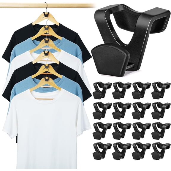 FRKSMD-Clothes Hanger Connector Hooks 60 Pack, Closet Storage and Organization as Hangers Space Saving, Hanger Add on Hook as Closet Organizer, Stacking Hangers, Cascading Space Saver, Black