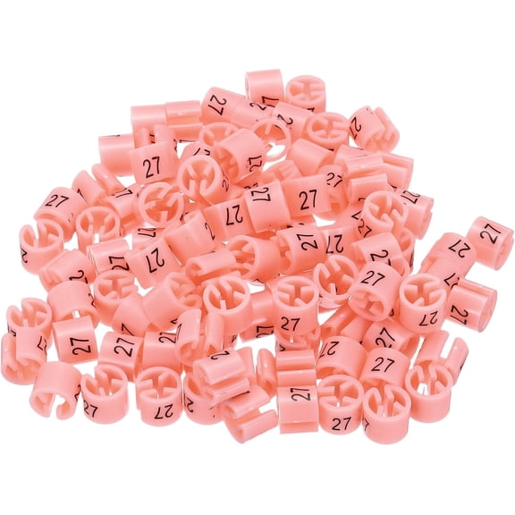 FRKSMD-Clothes Hanger Marker Number 27 Tag Fit 3mm Rod Pink for Garment Clothing Color Coding, Pack of 100