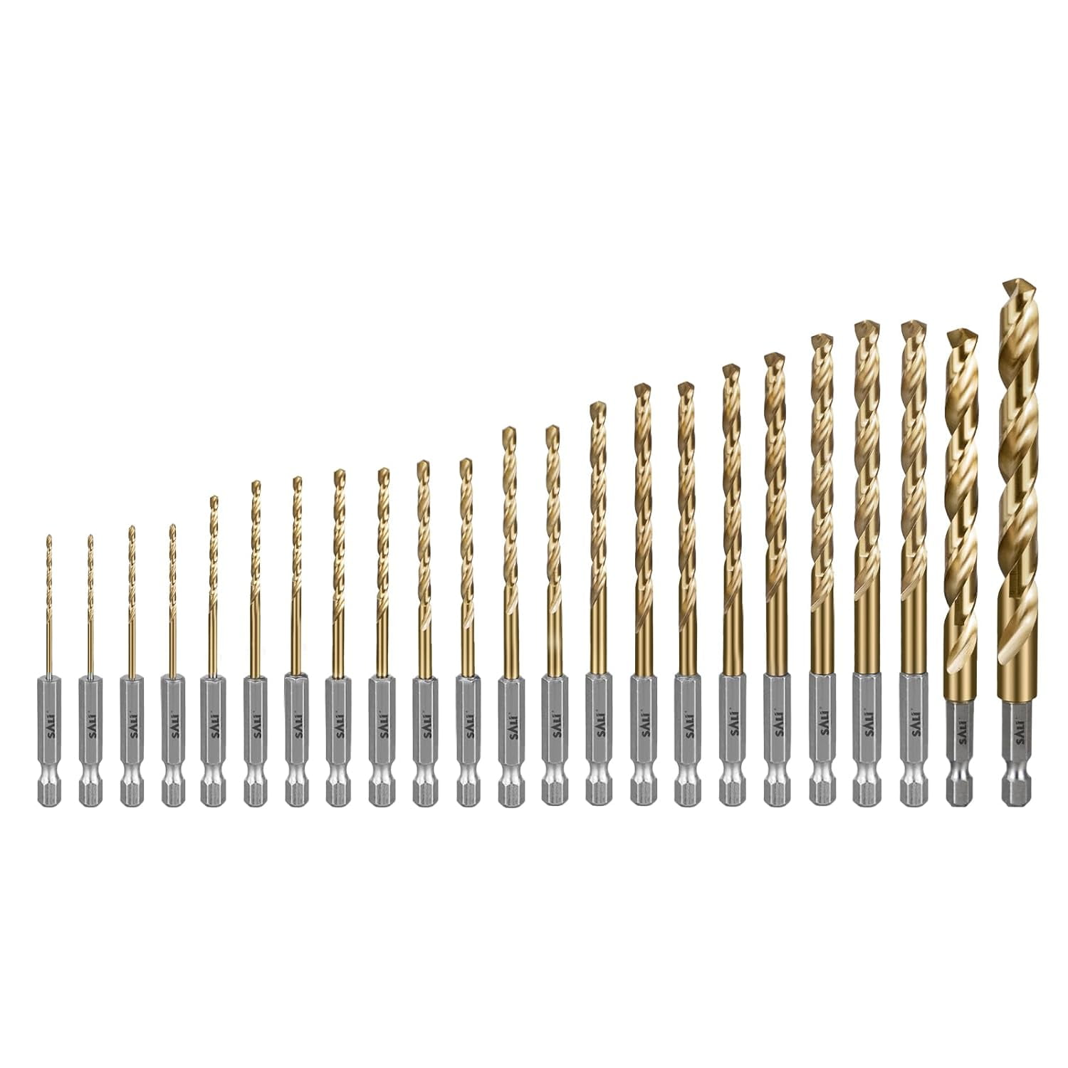 FRKSMD-Cobalt Drill Bit Set, 23 Pack 1/16 Inch to 3/8 Inch Hex Shank High Speed Steel Jobber Drill Bits, for Hardwood, Aluminum,Metal,Copper,Alloyed Steel