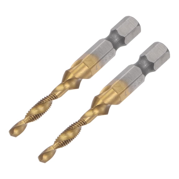 FRKSMD-Combination Drill and Tap Bit, 1/4" Hex Shank M4 x 0.7 Metric Titanium Coated High Speed Steel 4341 Spiral Flute Drilling Tapping Tool 2pcs