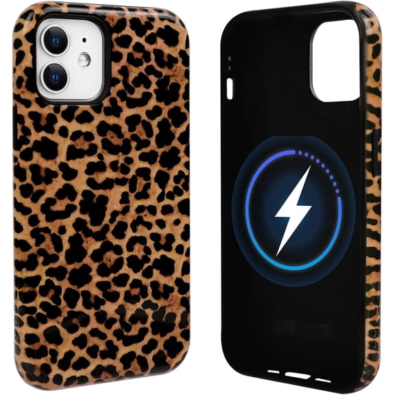 FRKSMD-Compatible with iPhone 12/12 Pro Case Magnetic Compatible with MagSafe Cute Leopard Amber Aesthetic Tortoise Design for Women Men Girls Soft TPU Shockproof Protective Cover - Yellow
