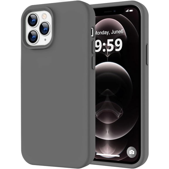 FRKSMD-Compatible with iPhone 12 Pro Max Phone Case | Thickening 2.1 MM Liquid Silicone | Anti-Scratch Microfiber Lining | Full-Body Duty Heavy Protection Case for Men, Dark Grey