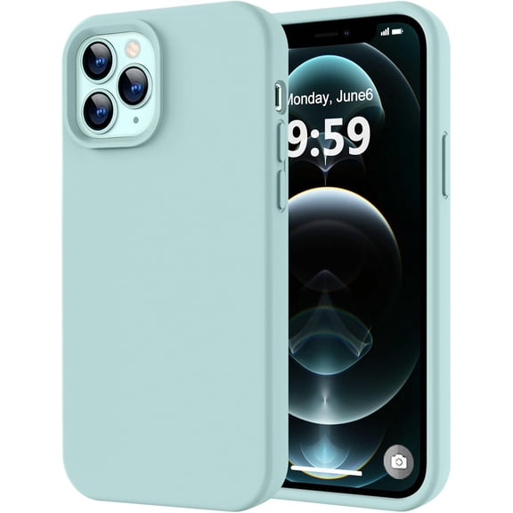FRKSMD-Compatible with iPhone 12 Pro Max Phone Case | Thickening 2.1 MM Liquid Silicone | Anti-Scratch Microfiber Lining | Full-Body Duty Heavy Protection Case for Men, Mint